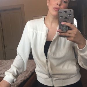 🌿 shelli segal ivory white bomber jacket spring